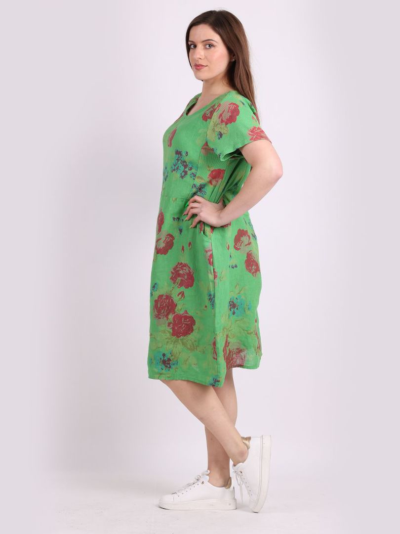 Fleur Rose Linen Dress Apple Green image 2